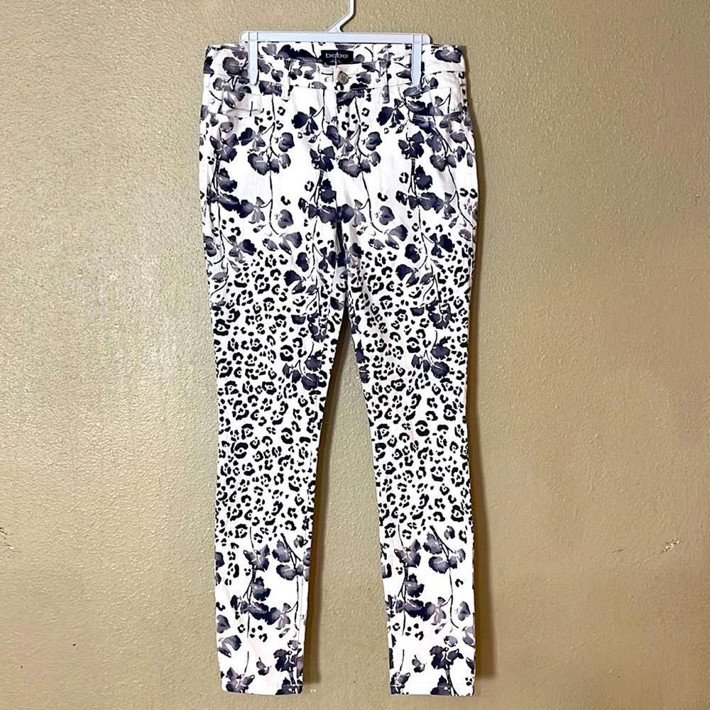 Bebe Floral Print Stretch Jeans